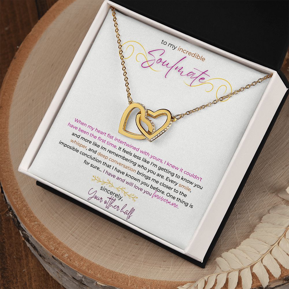 Interlocking Heart Necklace (Yellow and White Gold)