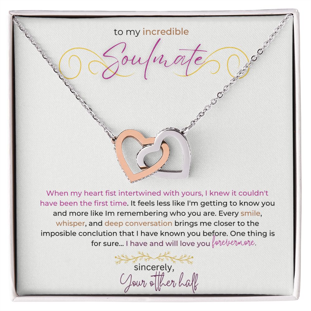 Interlocking Heart Necklace (Yellow and White Gold)