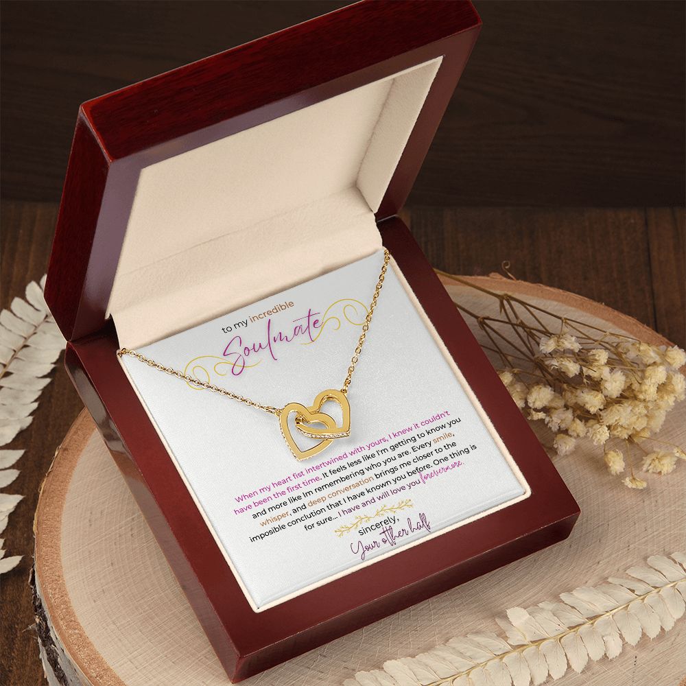 Interlocking Heart Necklace (Yellow and White Gold)
