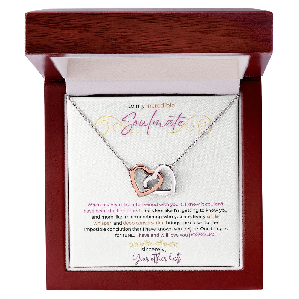Interlocking Heart Necklace (Yellow and White Gold)