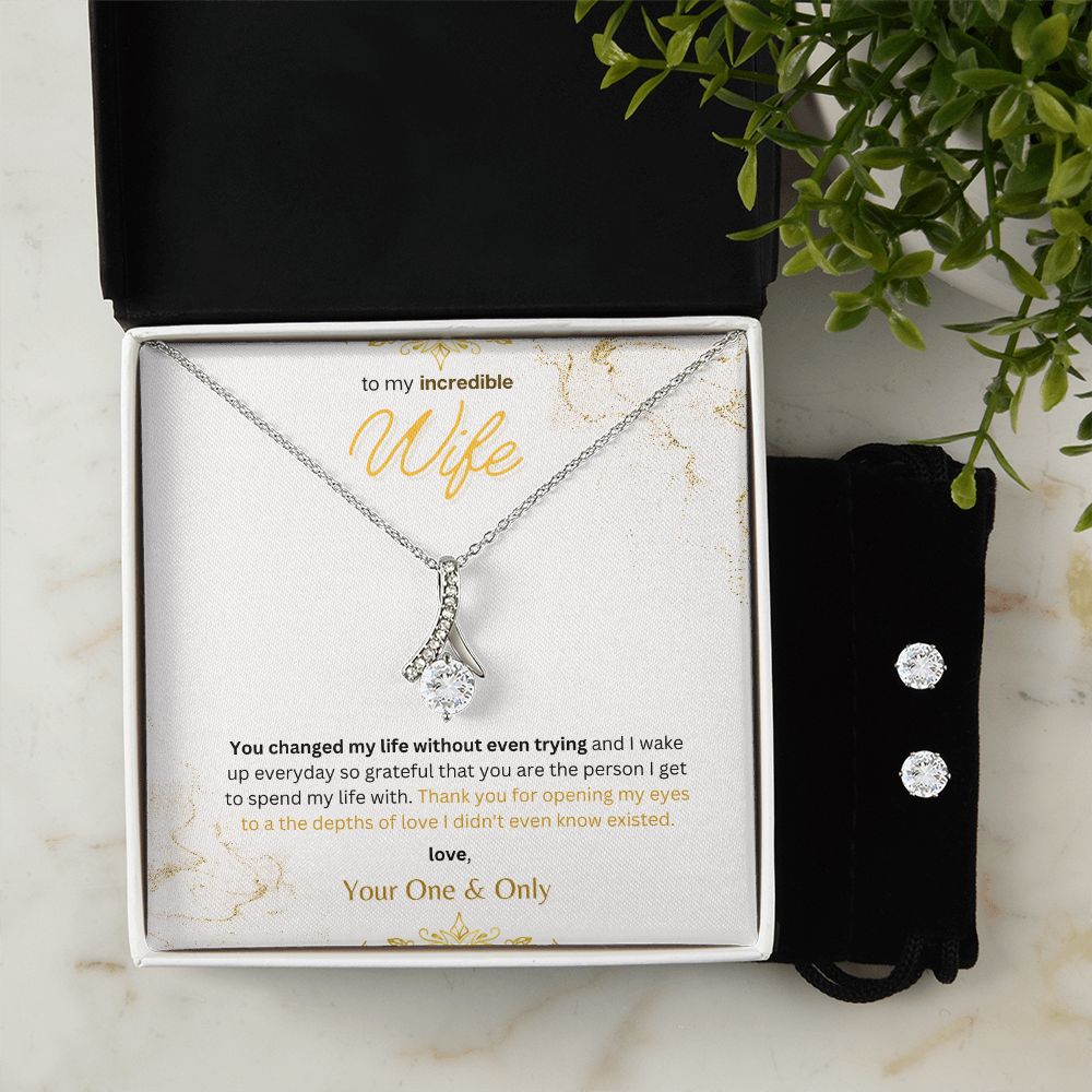 Timeless Drop Necklace and Cubic Zirconia Earring Set