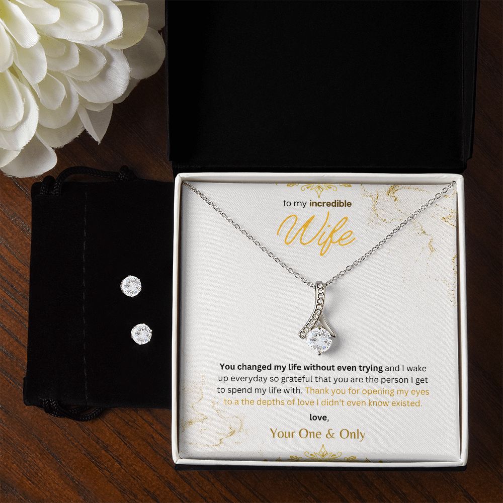 Timeless Drop Necklace and Cubic Zirconia Earring Set