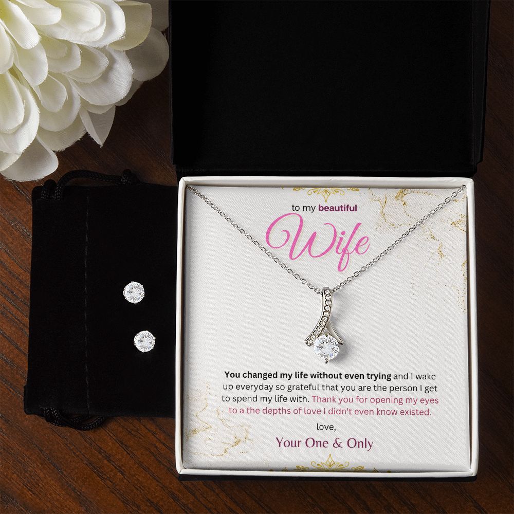 Timeless Drop Necklace & CZ Earring Set