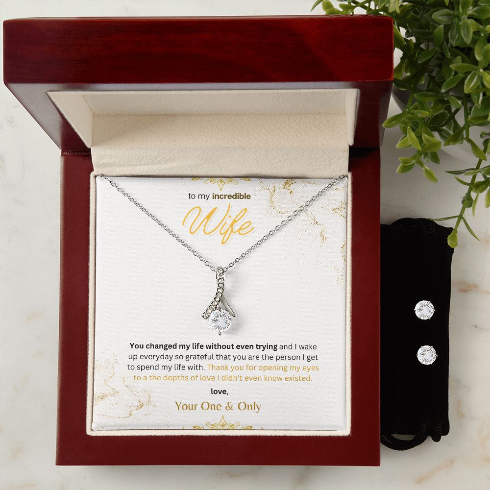 Timeless Drop Necklace and Cubic Zirconia Earring Set