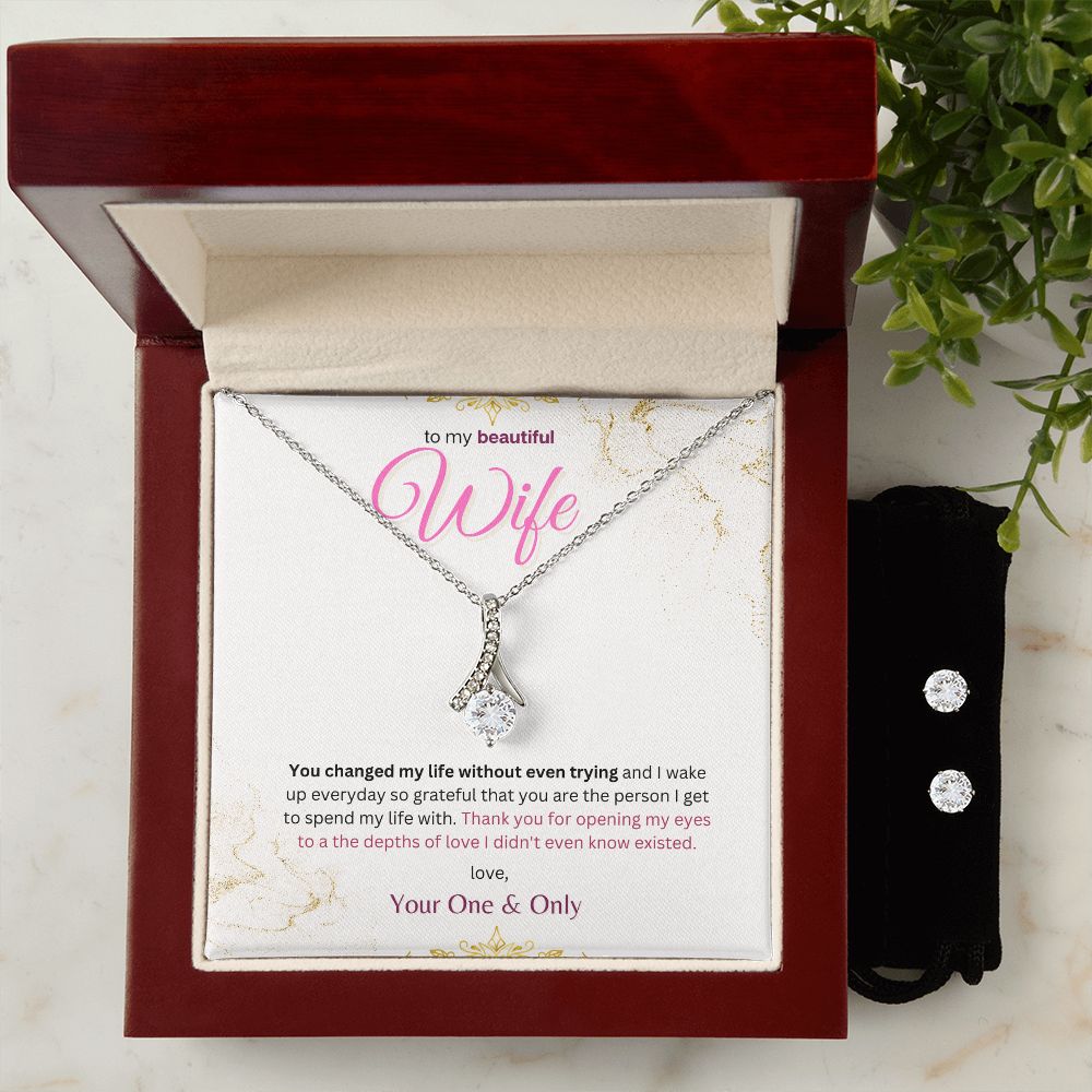 Timeless Drop Necklace & CZ Earring Set