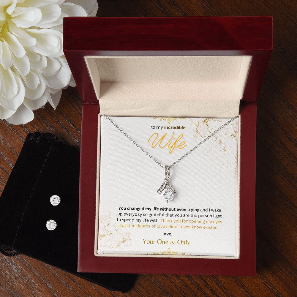 Timeless Drop Necklace and Cubic Zirconia Earring Set