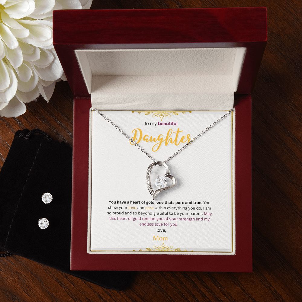 Forever love necklace & Earring Set (White Gold)