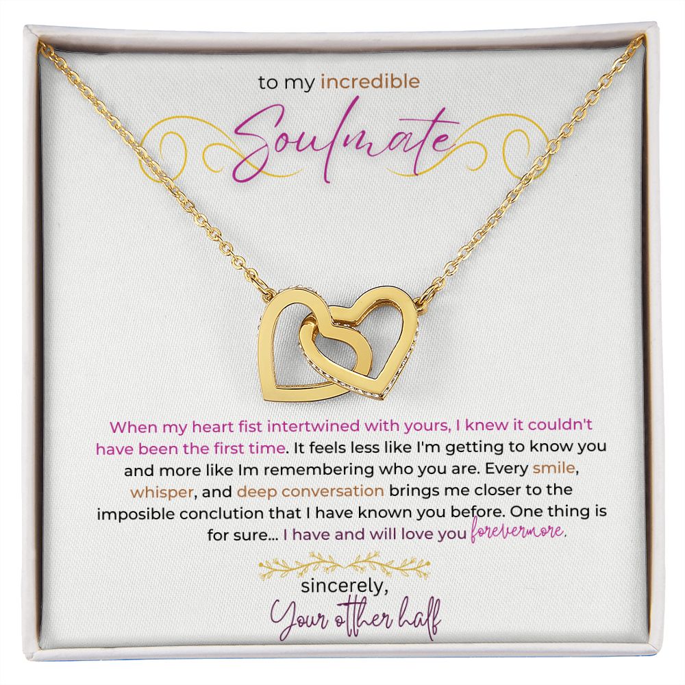 Interlocking Heart Necklace (Yellow and White Gold)