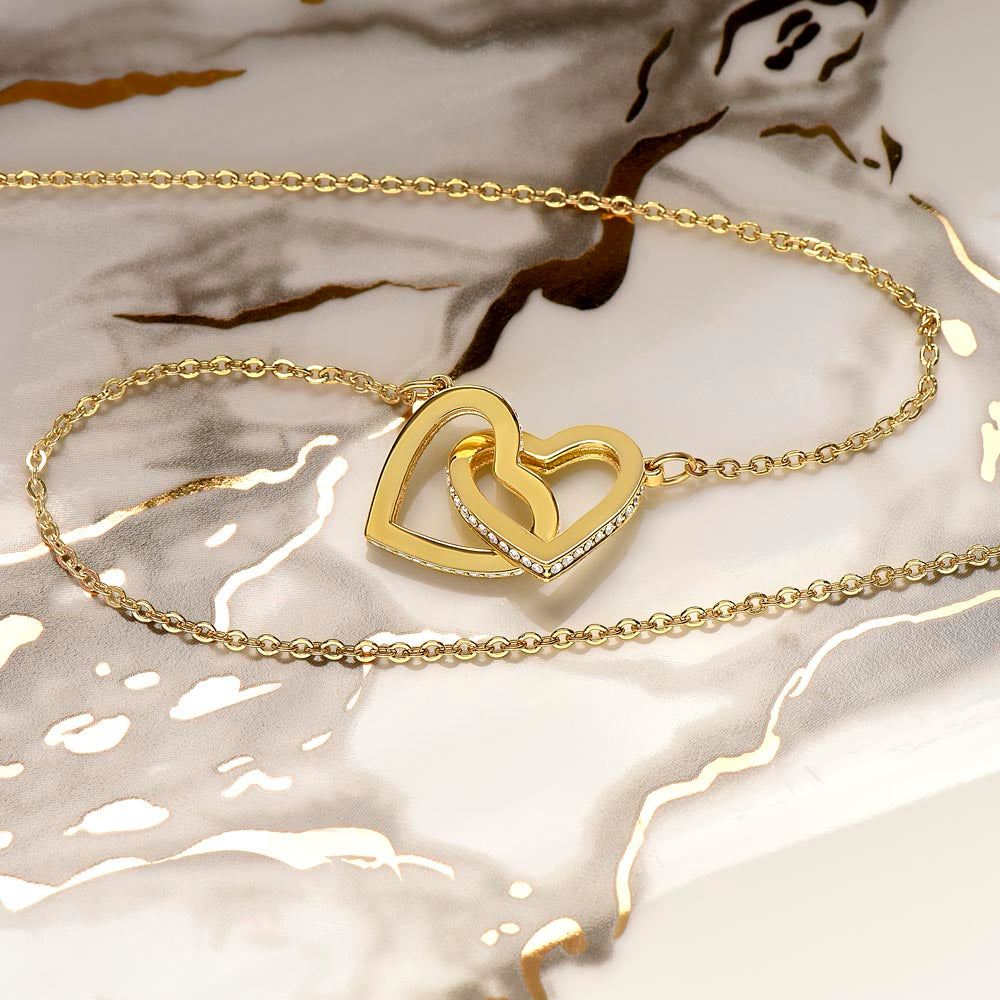 Interlocking Heart Necklace (Yellow and White Gold)