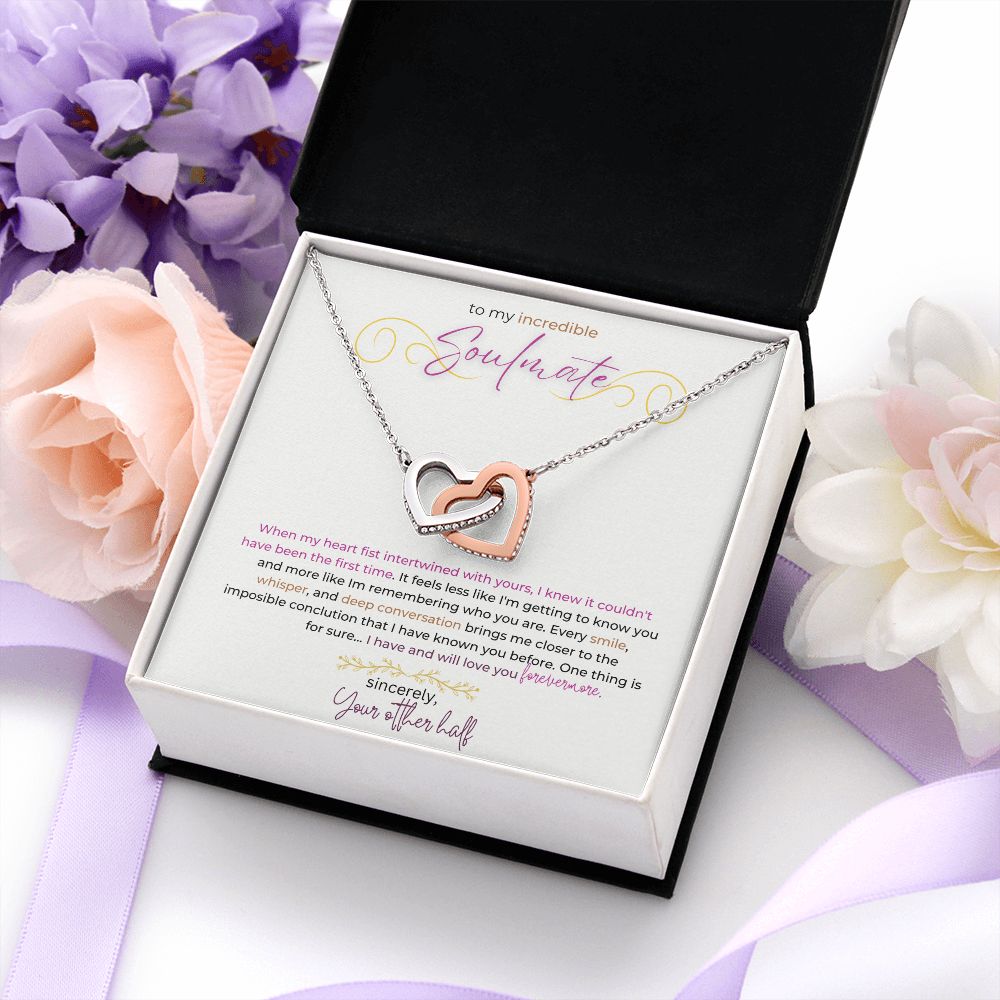 Interlocking Heart Necklace (Yellow and White Gold)