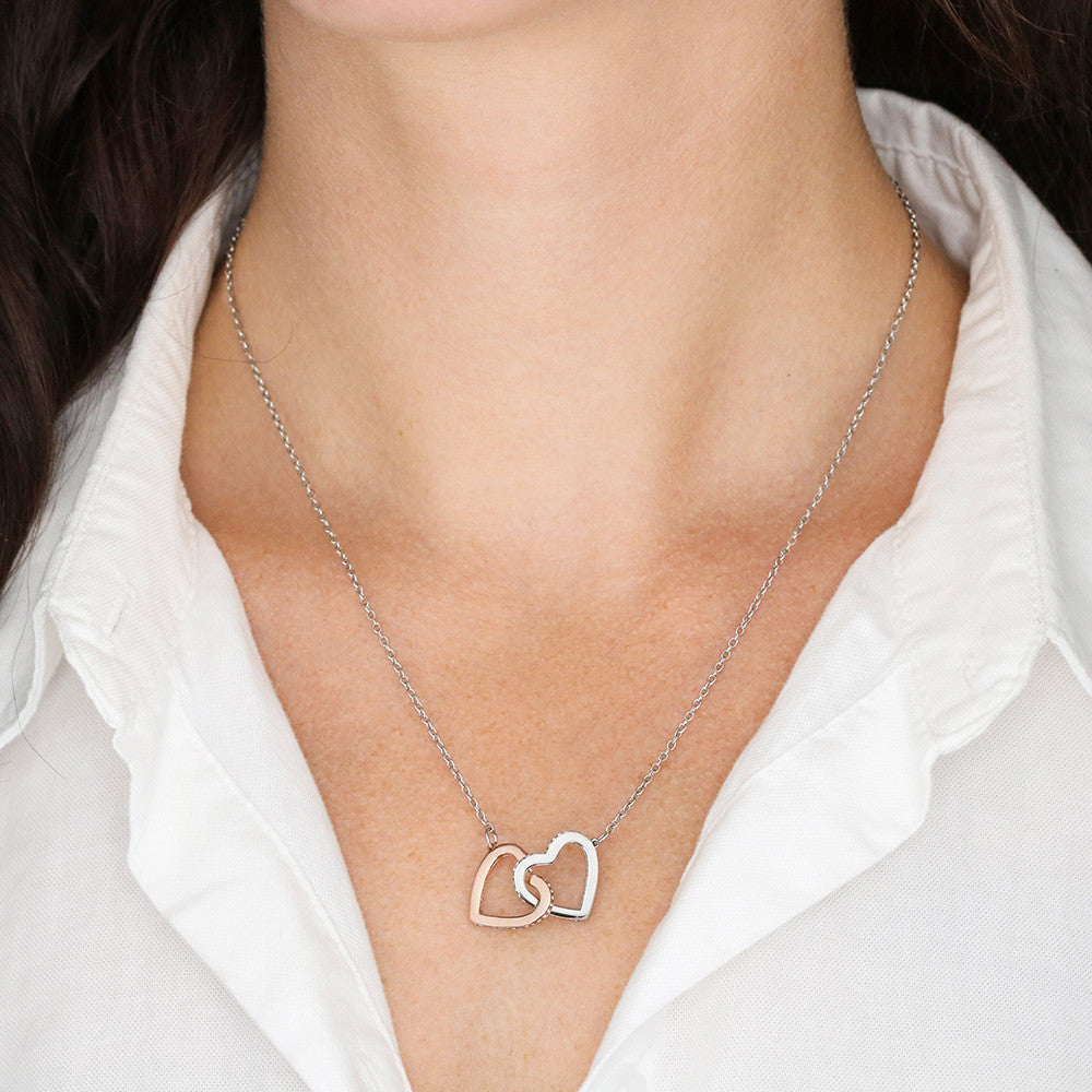 Interlocking Heart Necklace (Yellow and White Gold)