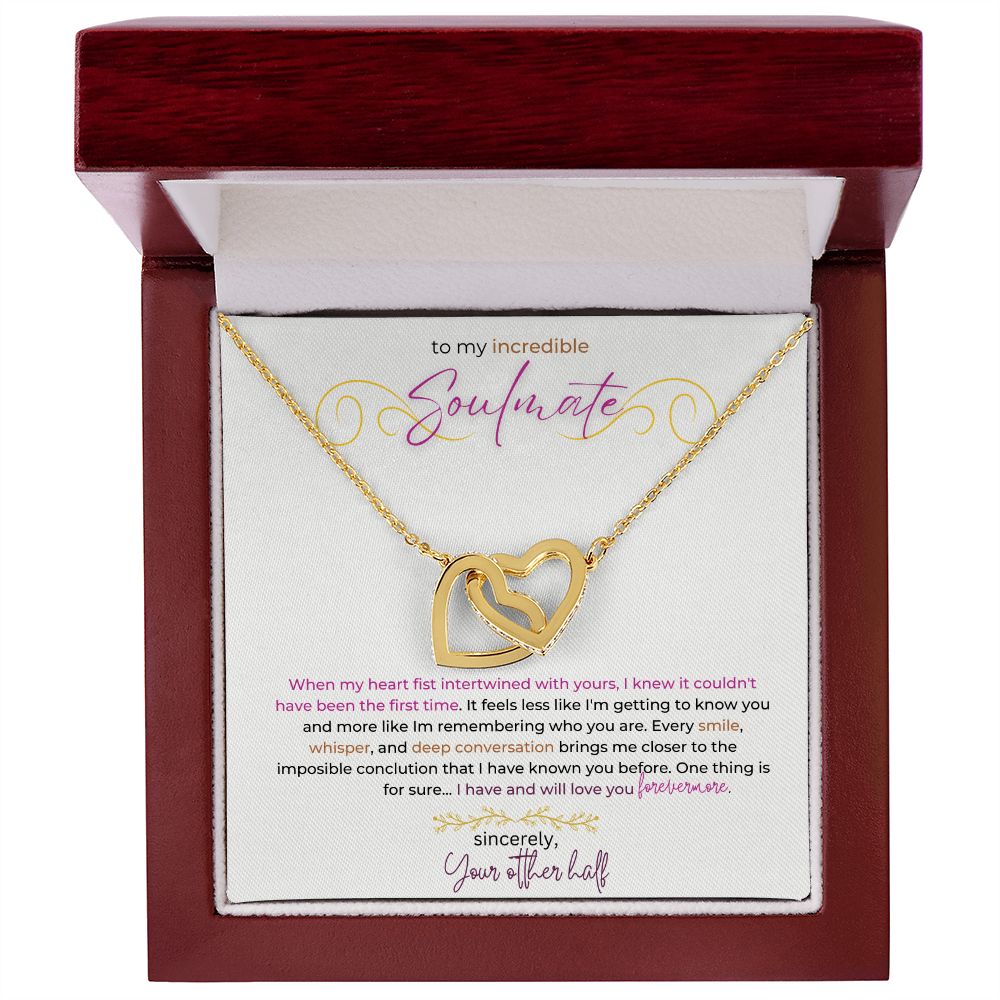 Interlocking Heart Necklace (Yellow and White Gold)