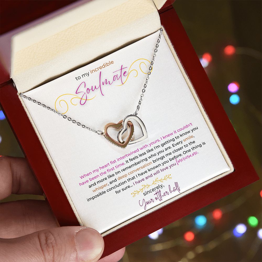 Interlocking Heart Necklace (Yellow and White Gold)
