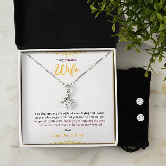Timeless Drop Necklace & CZ Earring Set