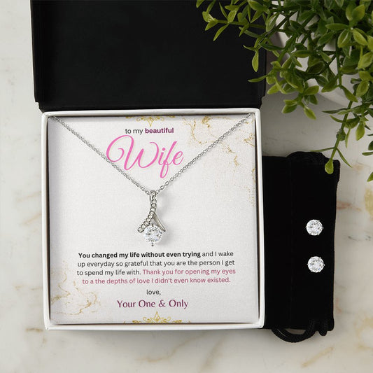 Timeless Drop Necklace & CZ Earring Set