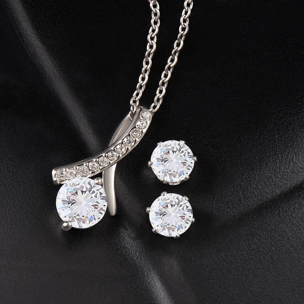 Timeless Drop Necklace & CZ Earring Set
