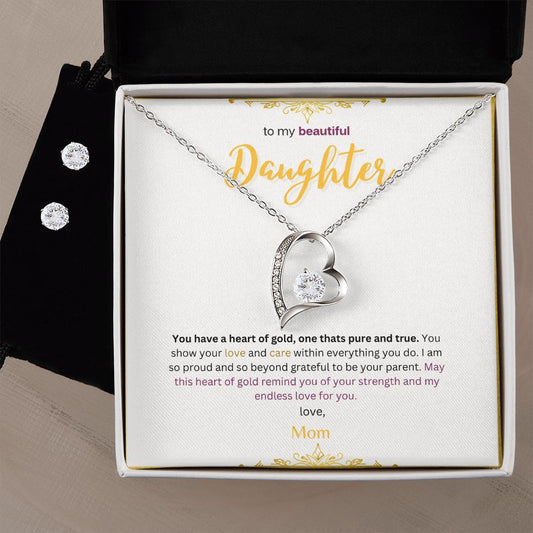 Forever love necklace & Earring Set (White Gold)
